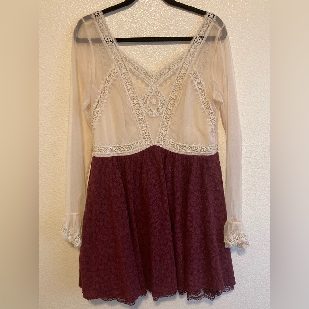 FREE PEOPLE -Vintage Cocktail Dress -Classy Victorian -Lace Dress -Long Sleeved